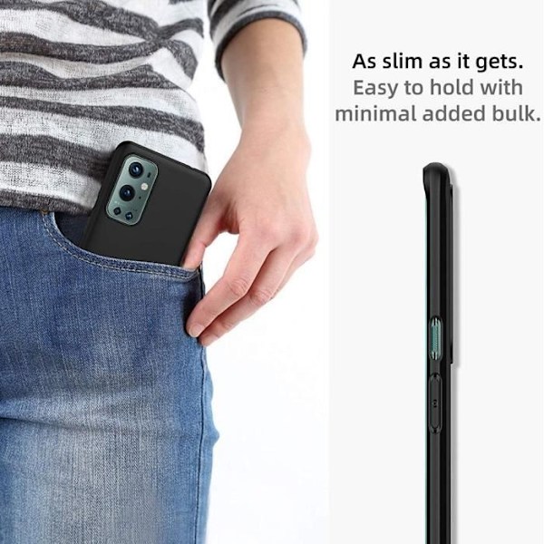 Etui til One Plus 9 Pro (6,7") hærdet glas inkluderet sort silikoneforstærket beskyttelse Svart