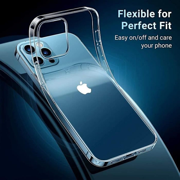 E.F.Connection Silikon TPU-fodral för iPhone 13 (6,1") + 2 härdade skärmglasögon och 2 bakre kameraskydd Transparent