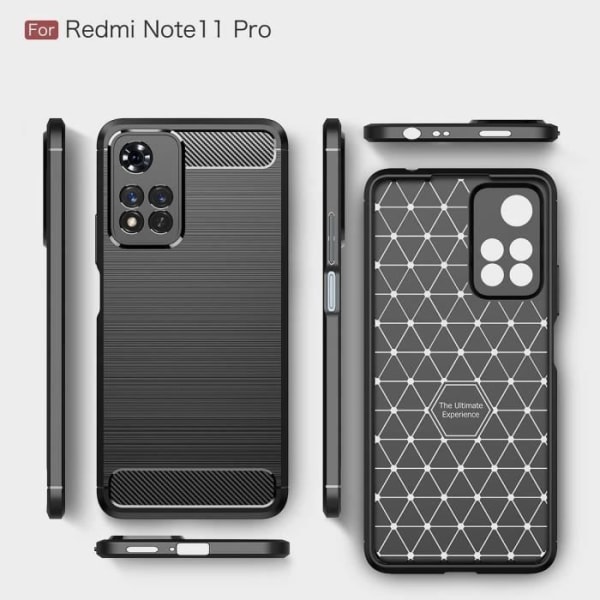 Skyddsskal - E.F.CONNECTION - för Redmi Note 11 Pro - Kolfiber - Stötsäker - Ultra Slim Svart Svart