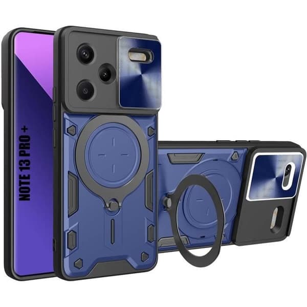 Coque - E.F.CONNECTION - för Xiaomi Redmi Note 13 Pro+ 5G - Stötsäker - Rotationsstöd - Mörkblå marinblå