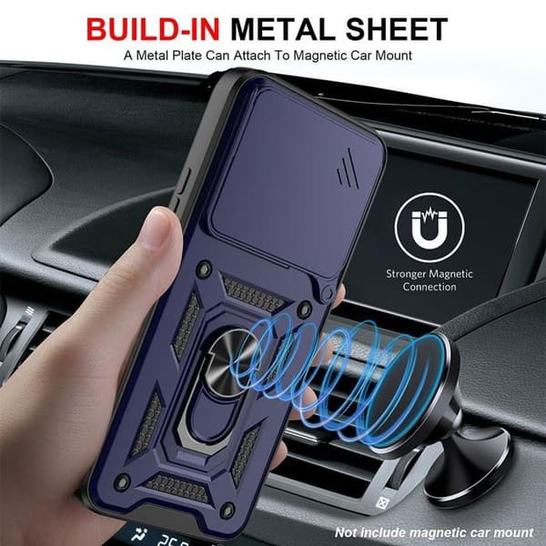 Stötsäker Skal - E.F.CONNECTION - för Xiaomi 15T Pro - med Hård Ring - Marinblå - 2 Härdat Glas marinblå