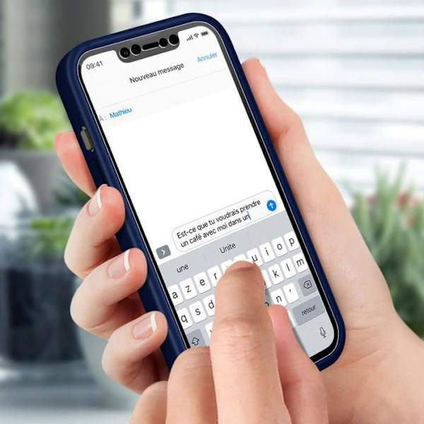 Skal för iPhone 14 Plus - Heltäckande skydd - Blå silikon - Halvstyv - Stötdämpning Blå