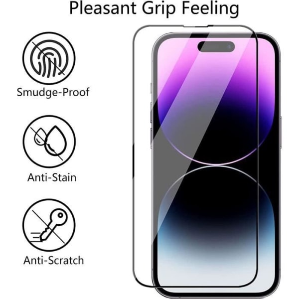 Fuld beskyttelsesfilm til iPhone 14 Pro - E.F.CONNECTION - Hærdet glas - Sort - Anti-ridse Transparent-svart