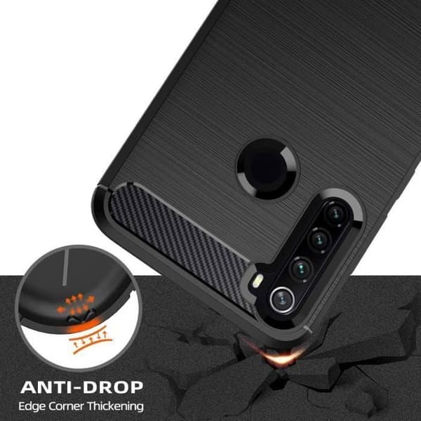 Skyddsskalf för Redmi Note 8 - E.F.CONNECTION - Mönster av stålsträck - Flexibel - Svart kolfiber Svart