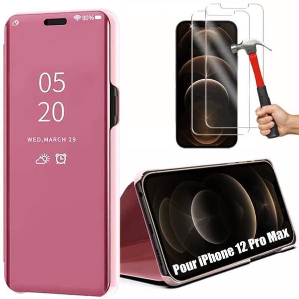Skyddsfodral - E.F.CONNECTION - för iPhone 12 Pro Max - Hård - Spegeleffekt - Rosa Rosa