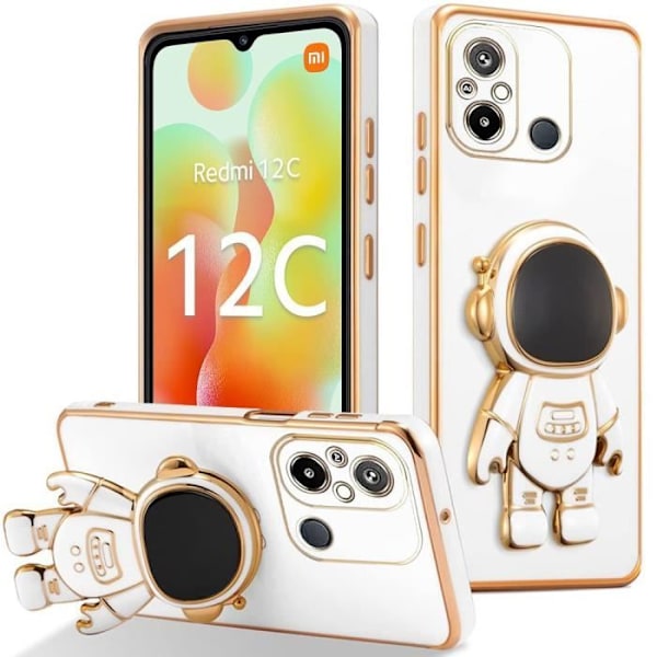 Silikonhölje - Xiaomi - Redmi 12C/11A - Stötbeständig skydd - Astronautstöd - Vit Vit