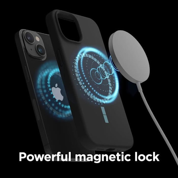 Cover til iPhone 15 Plus, stødsikker anti-ridsebeskyttelse med sort metalring