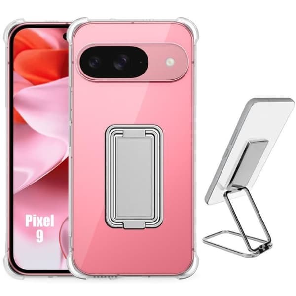 Skyddande skal - Google - Pixel 9 - Stötsäker - Metallstöd - Transparent Transparent