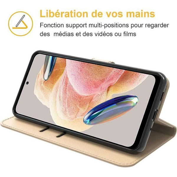 Fodral till Xiaomi Redmi Note 12 - Guld Anti-Rapskydd Mjukt PU-läder 360 grader