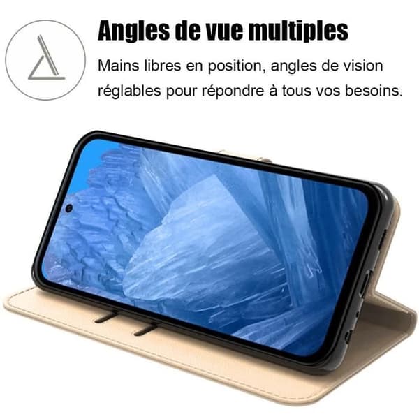Skyddshölje - E.F.CONNECTION - för Google Pixel 8a - Guldsyntetiskt Läder - Flip Case - Stötabsorberande gyllene