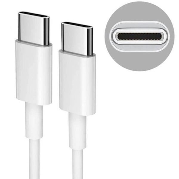 Snabb USB-C till USB-C-kabel 20W för iPhone iPhone 16, iPhone 16 Pro, iPhone 16e, iPhone 15 Pro Max 15 Pro 15 Plus - Vit 1M Vit