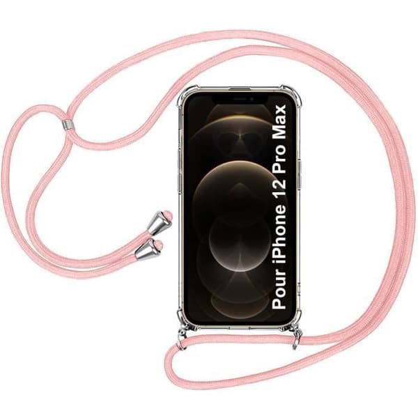 Skyddsskal - E.F.CONNECTION - för iPhone 12 Pro Max - Mjuk - Transparent-Rosa - Rep-resistant Transparent-rosa