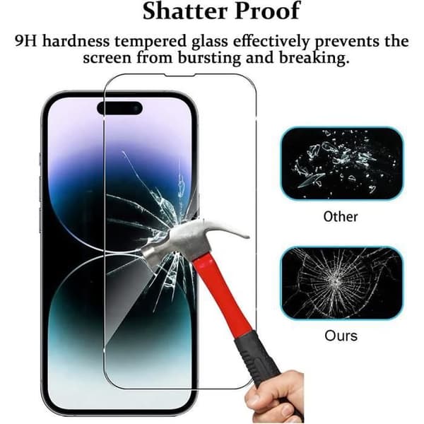 2 härdade glasögon för iPhone 14 Pro Max (6,7") Transparent skydd Transparent