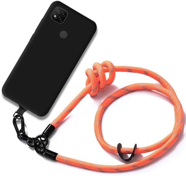 Skulderrem Case til Xiaomi Redmi 10A-Redmi 9C Silikone Anti-Scratch Sort med orange rem