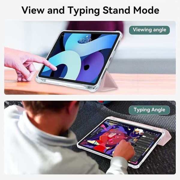 Tablettfodral - E.F.Connection - för iPad Pro 12,9" - Förstärkt Silikon - Härdat Glas - Rosa Ros