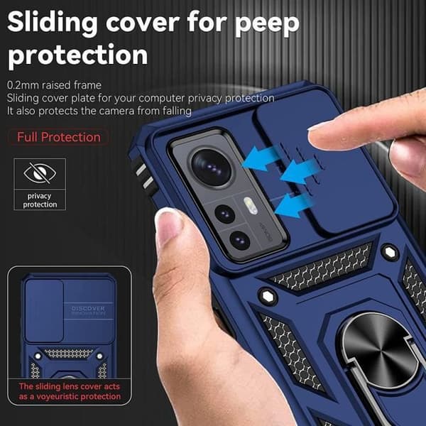 Coque - E.F.CONNECTION - Xiaomi 12 Pro - Mjuk - 360° Stöd - 2 Härdat Glas marinblå