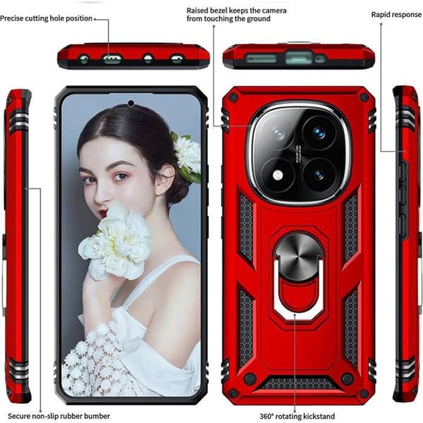 Skyddshölje - E.F.CONNECTION - För Xiaomi Redmi Note 14 Pro 5G - Stötsäker - Repfria - Röd Röd