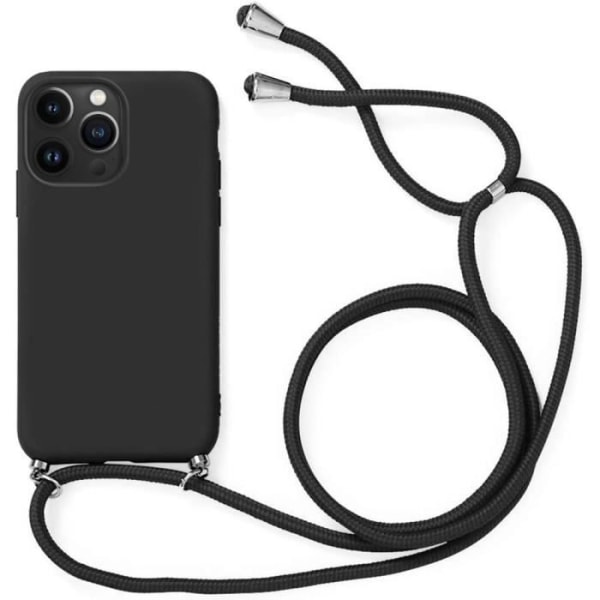 Mobiltelefon kædetaske til iPhone 13 Pro Max (6,7") Sort ensfarvet blød anti-shock anti-ridse silikone Svart