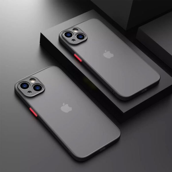 Cover til iPhone 15 Plus, tynd stiv silikonebeskyttelse Stødsikker sort + 2 hærdede briller Svart