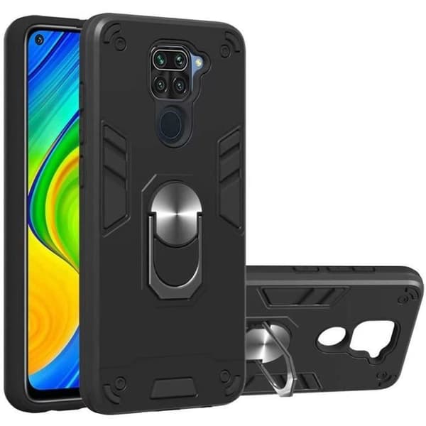 Coque - Xiaomi - Redmi Note 9 - Hybride - Stötsäker - Tunn stödhank Svart