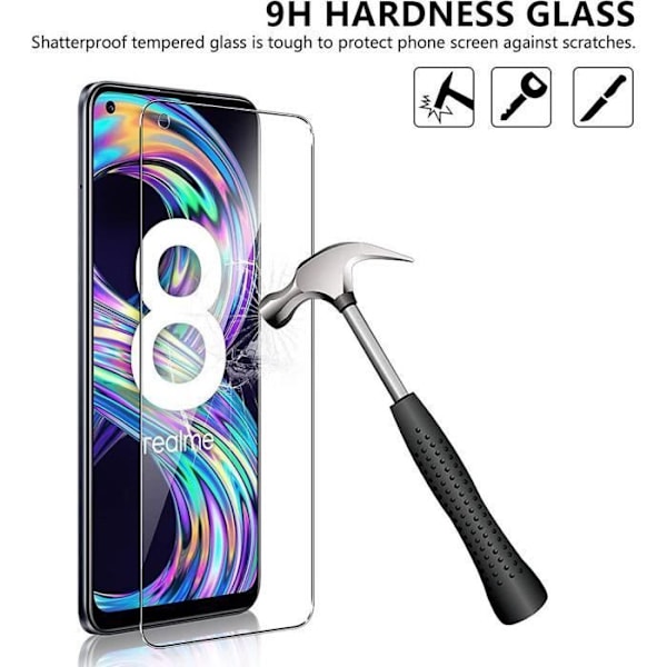 [2 stycken] - E.F.CONNECTION - Härdat Glas - Skärmskydd för realme 8 - Ultra tunn - Repistent Transparent