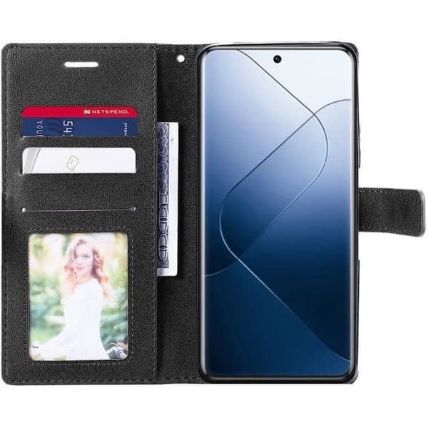 Coque - E.F.CONNECTION - För Xiaomi 14 Pro - PU-läder - Stöd för chock - Justerbart stöd marinblå
