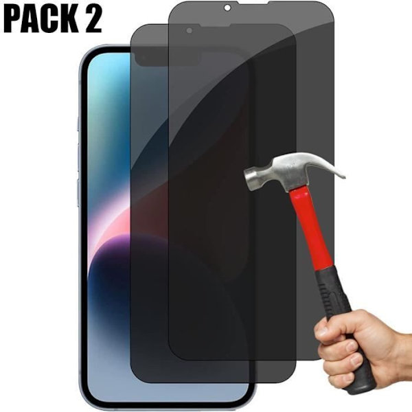 [2 styk] Anti-spion hærdet glas til iPhone 14 Plus (6,7") Svart