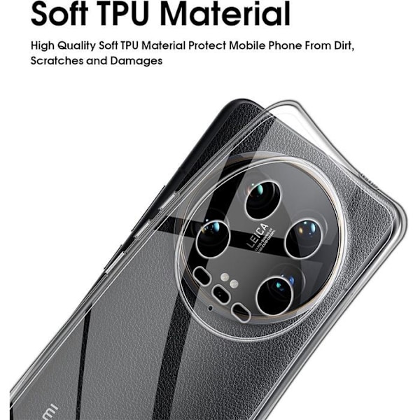 Silikonskal för Xiaomi 14 Ultra med 2 Härdat Glas - Transparent Rep-Resistent Skydd Transparent