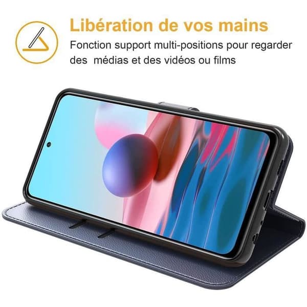 Coque och härdade glas - E.F.CONNECTION - För Redmi Note 10/10S - Marinblå - Stötsäker - Rep-skyddande marinblå