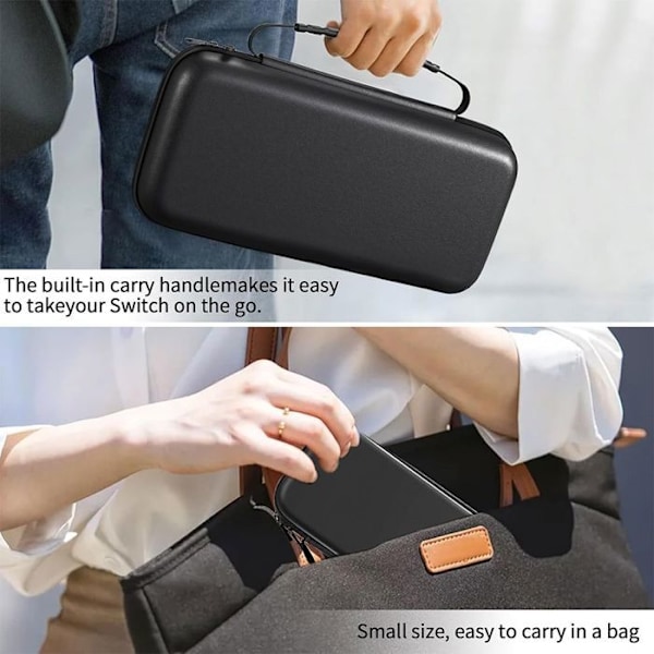 Hus för Nintendo Switch/Switch OLED, Hårt skyddande transportfodral med hög kapacitet - Svart Svart