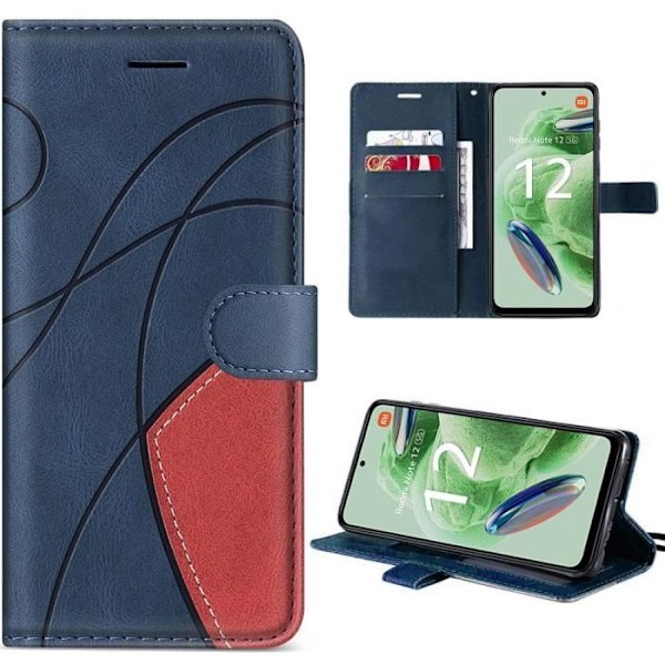 Coque - Xiaomi - Redmi Note 12 5G - PU-läder - Stöd för handsfree - Marinblå marinblå