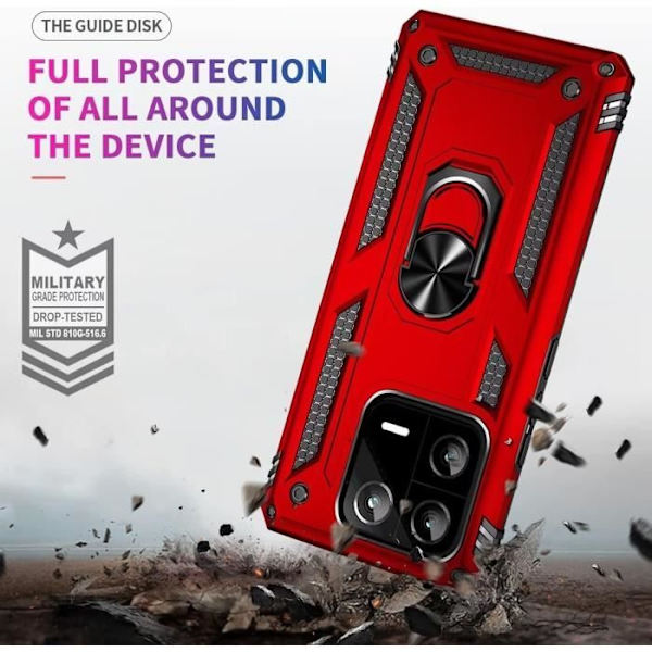 Coque - Xiaomi - Redmi Note 13 Pro 5G - Röd - Hård - Rotationsstativ 360° Röd