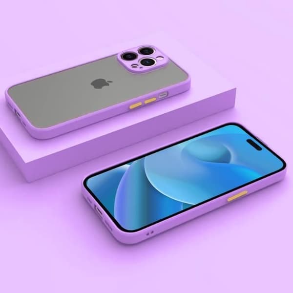 Fodral för iPhone 14 Pro Stötsäkert silikonlila + 2 skyddande härdade glasögon Lila