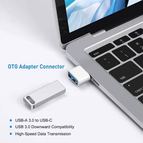 USB 3.1 Typ C-adapter - E.F.CONNECTION - Vit - USB 3.0 A hane - Ansluter MacBook/iPad Pro