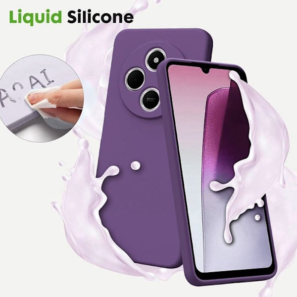 Coque för Xiaomi Redmi 14C, Silikon Mörkt Matt Effekt + 2 Härdat Glas - E.F.Connection® Mörklila