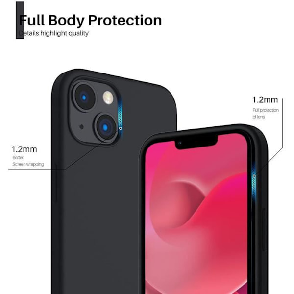 Cover til iPhone 14 Slim Silikone Beskyttelsescover Sort Svart