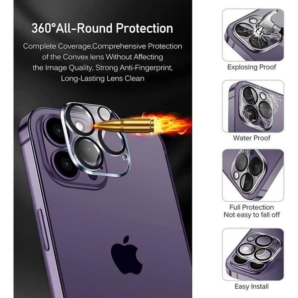 Skyddsglas i härdat glas för iPhone 14 Pro-kameralins (6,1") - Pack med 2 Transparent