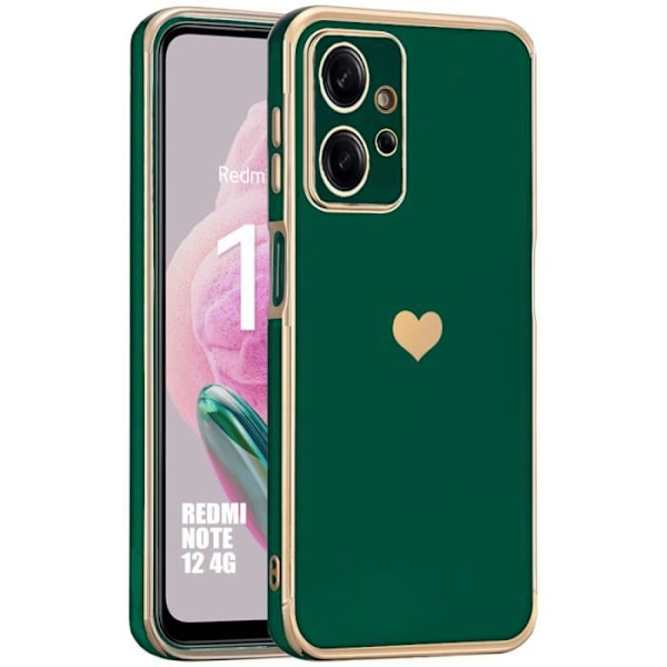Coque - Xiaomi - Redmi Note 12 - Mønster Hjerte - Blød - Ridsefast - Luksus - Nat Grøn Midnattsgrönt