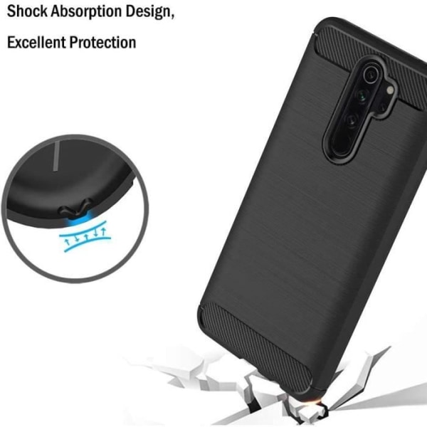 Etui til Redmi Note 8Pro (6,53") sort silikone anti-shock stål med TPU-design forstærket beskyttelse Svart