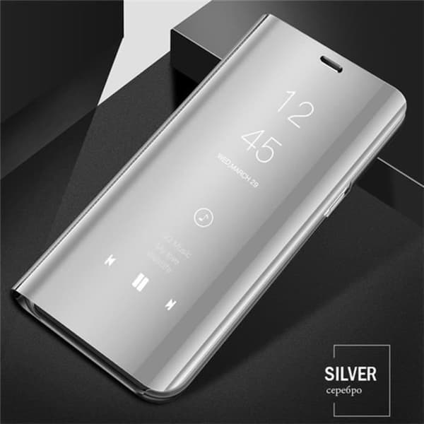 Coque - Xiaomi - Redmi Note 8 - Spegel - Härdat glas - Ställfunktion Silver