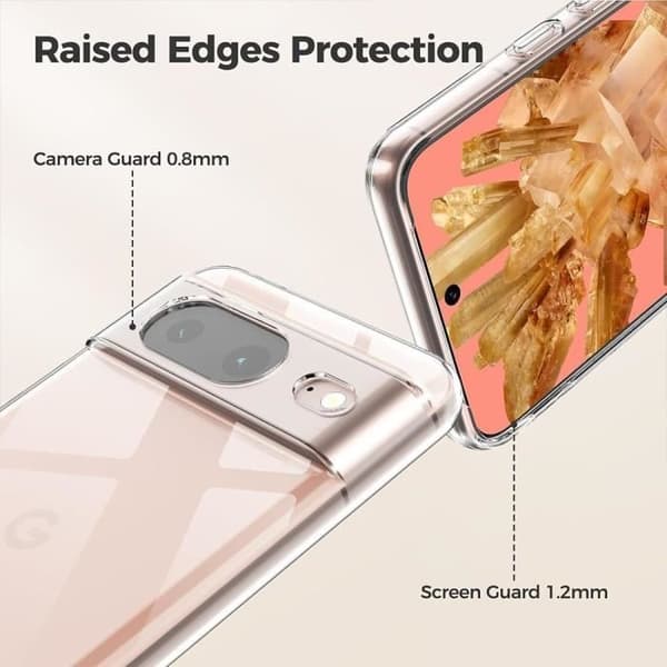 Coque - för Google Pixel 8 - Transparent Silikon - Mjuk - Stötsäker - Repfria Transparent