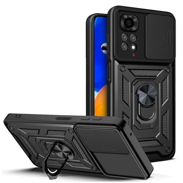 Beskyttelsesskal - E.F.CONNECTION - Til Redmi Note 11 - Sort - Stiv - 360° Støtte Svart