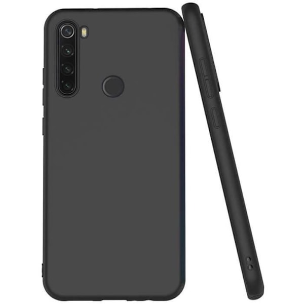 Etui til Redmi Note 8T (6,3") s Beskyttelse Blødt højelastisk silikone Præcis skæring sort med hærdet glas Svart