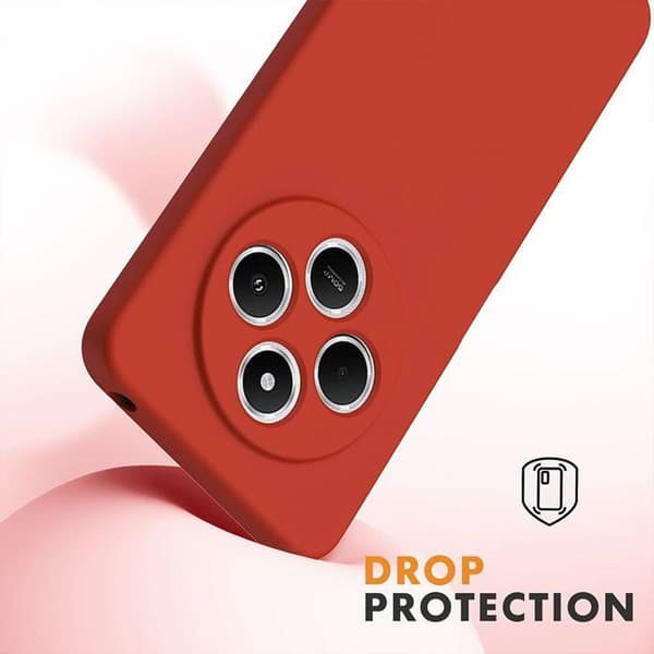 Coque för Xiaomi Redmi Note 14 Pro 5G - Röd Silikon + 2 Härdade Glas - E.F.Connection® Röd
