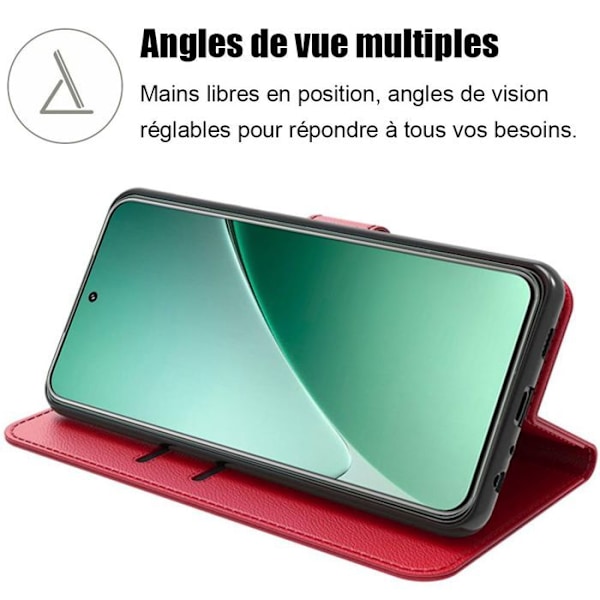 Coque + 2 Tåre Beskyttede Glas til Xiaomi 15 Pro, Flip Case Beskyttelse Stødabsorberende Anti-Ridser Syntetisk Læder - Rød Röd