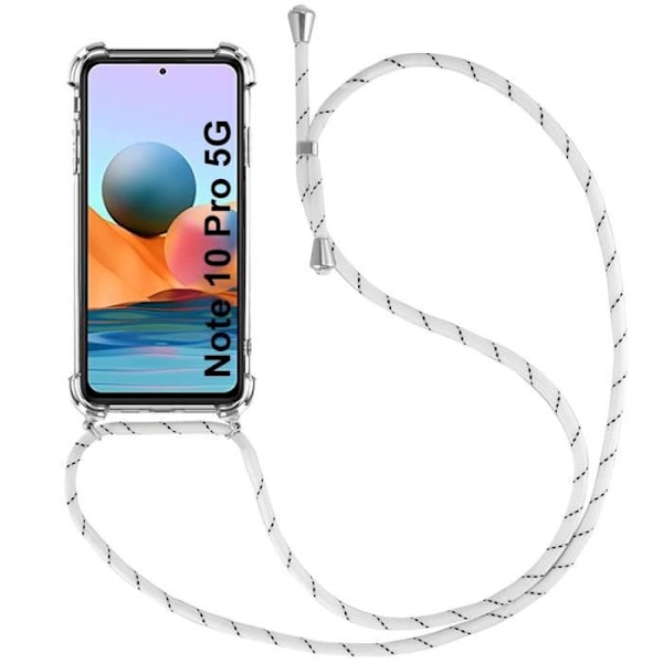 Fodral för Redmi Note 10 Pro 5G (6,67") Tunn TPU Stötsäker Anti-Scratch Transparent Inkluderar vit sladd Transparent-Vit