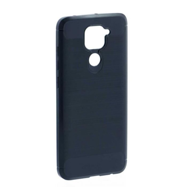 Sort blødt etui til Xiaomi Redmi Note 9 børstet kulstofeffekt Svart