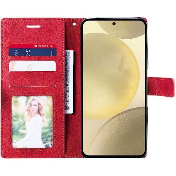 Fodral till Samsung Galaxy S24 - Elegant fodral med lädereffektmönster Röd