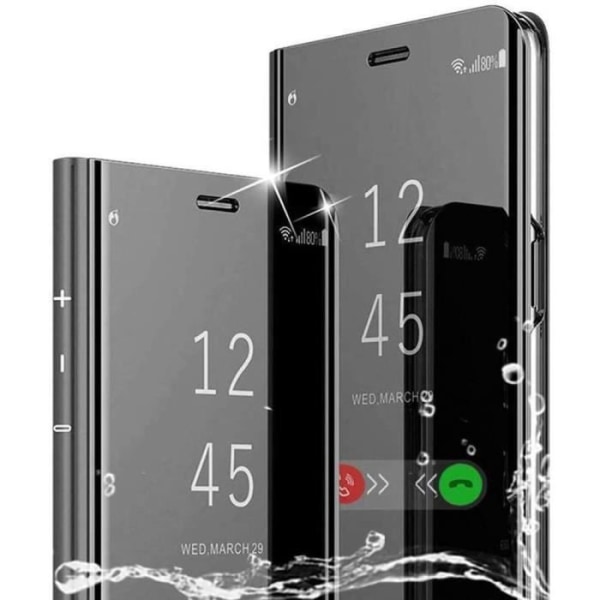 Skyddande skal för Redmi 9C - E.F.CONNECTION - Spegel Fönster Transparent - Svart - Härdat Glas svart