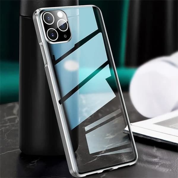 Skyddsskal - E.F.CONNECTION - för iPhone 13 Pro - Härdat glas - 360 graders skydd - Silver Silver